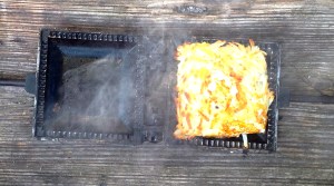 Finished eggs in a nest mountain pie